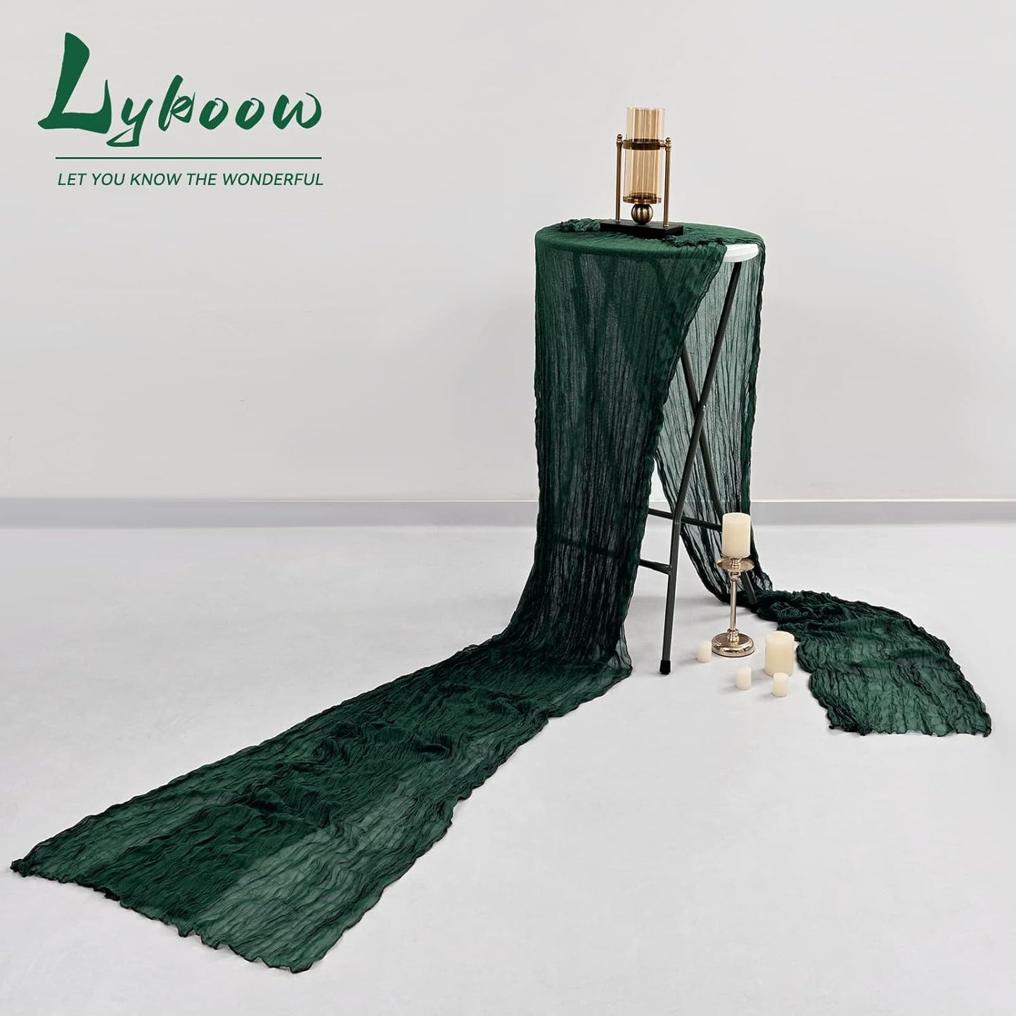 15 Packs Cheesecloth Table Runner Emerald Green,13 Ft Dark Green Rustic Gauze Boho Wedding Table Runner Decoration, Wedding Table Decor for Wedding Party Bridal Shower Table,21.5x157in