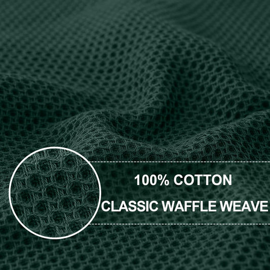 Homaxy 100% Cotton Waffle Weave Kitchen Dish Towels, Ultra Soft Absorbent Quick Drying Cleaning Towel, 20x28 Inches, 4-Pack, Blackish Green