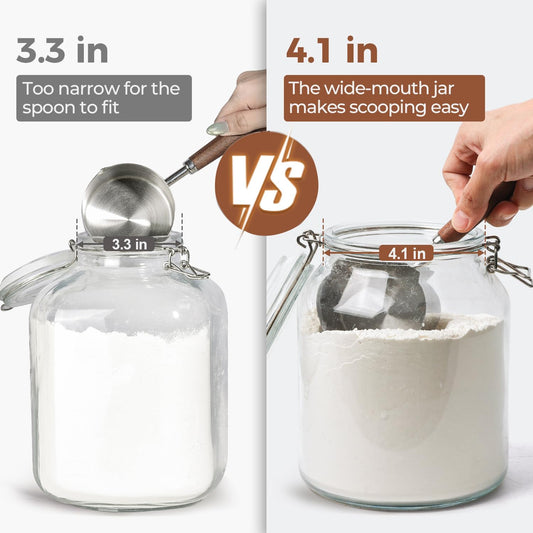 ComSaf Glass Jars with Airtight Lid 0.7 Gallon, Wide Mouth Mason Jars, Canning Jars, Large Glass Storage Containers with Lids, Flour Sugar Storage Container, Large Canister for Rice, Pickle, Set of 2