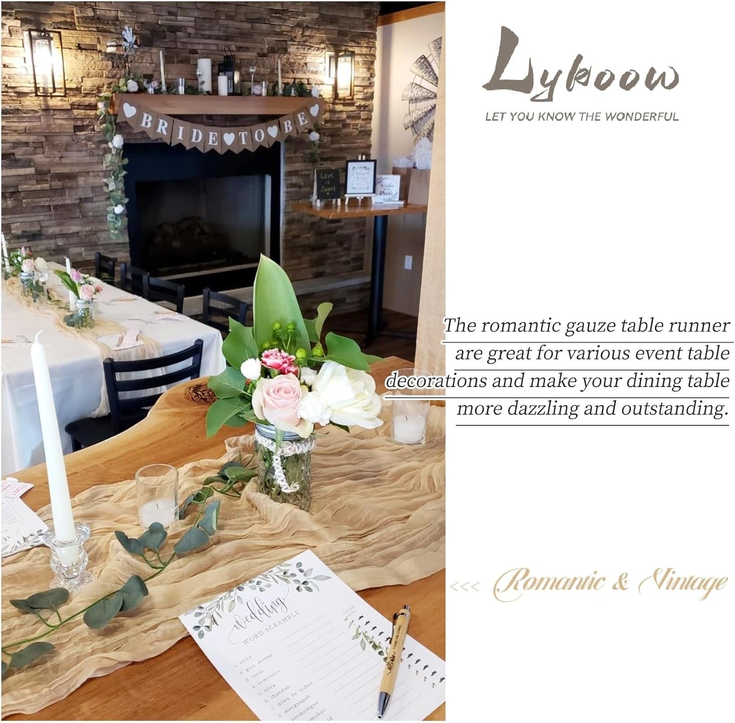 24 Packs Cheesecloth Table Runner Beige,10 Ft Rustic Gauze Boho Wedding Table Runner Decoration, Wedding Table Decor Table Cloth for Wedding Party Bridal Shower Table,21.5x120in