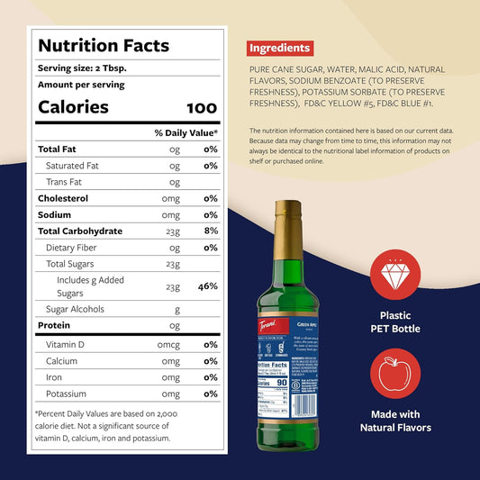 Torani Green Apple Syrup for Drinks, Flavoring for Sodas and Cocktails, Pump Included, 25.4 Oz