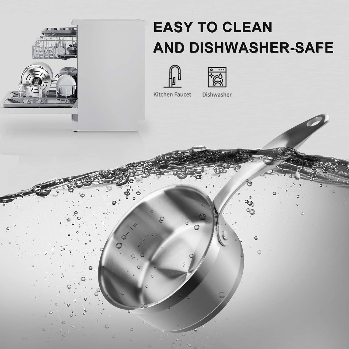 Duxtop Professional Stainless Steel Sauce Pan with Lid, Kitchen Cookware, Induction Pot with Impact-bonded Base Technology, 1.6 Quart