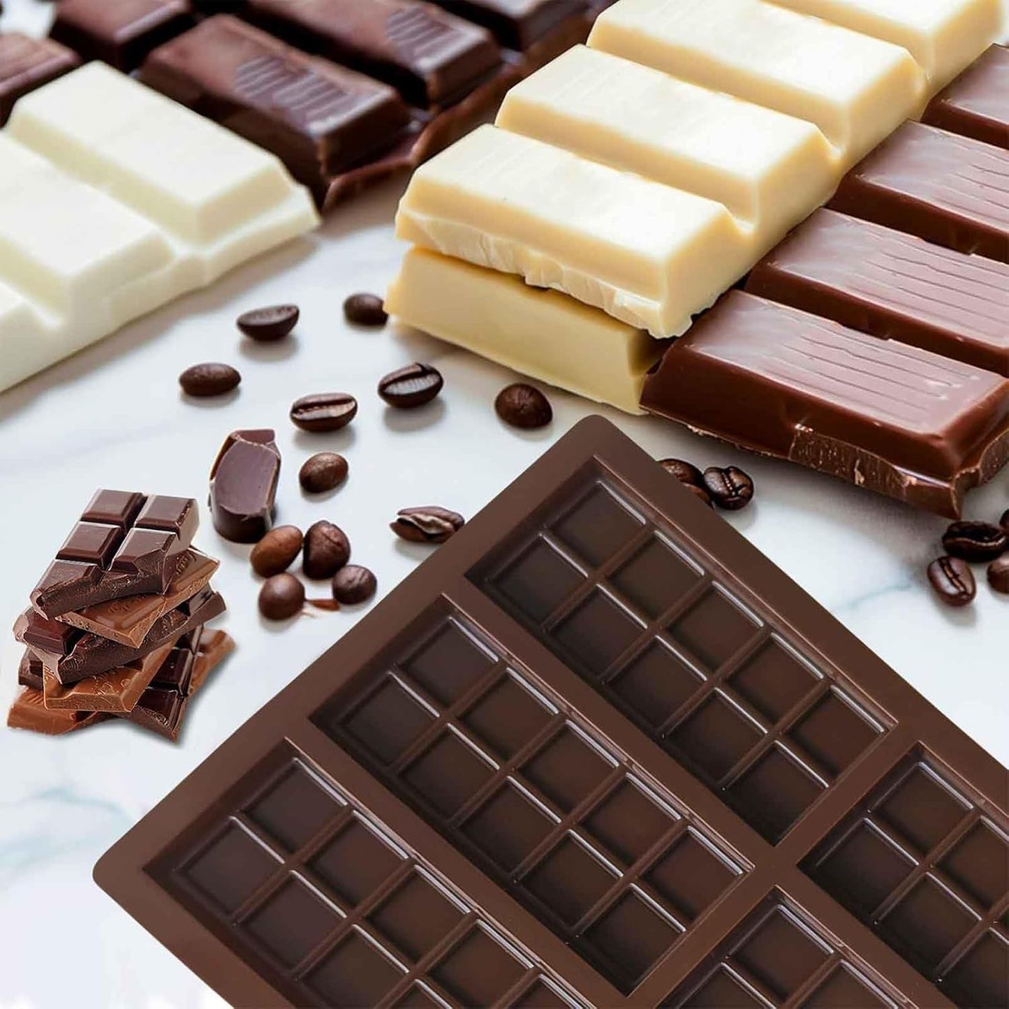 2Pcs Non Stick Chocolate Mold, Food Grade Silicone Chocolate Block Mold, Suitable For Dubai Chocolate Bars, Pistachios, Candies