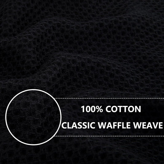 Homaxy 100% Cotton Waffle Weave Kitchen Dish Towels, Ultra Soft Absorbent Quick Drying Cleaning Towel, 20x28 Inches, 12-Pack, Black