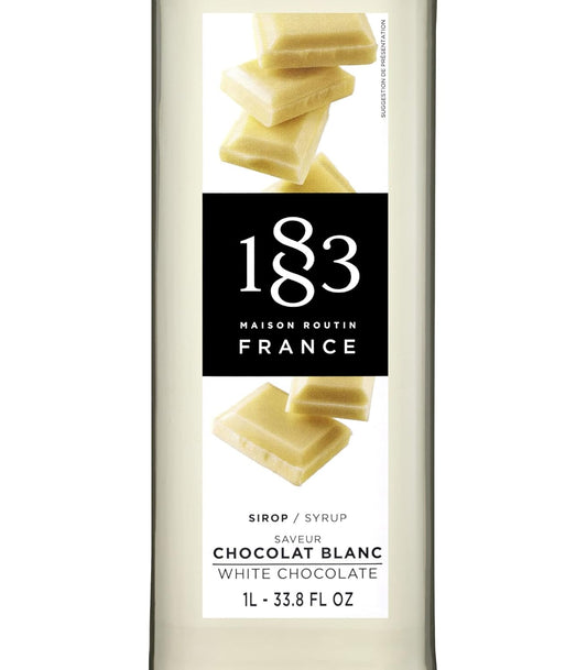 1883 White Chocolate Syrup for Drinks, Made in France, 1 Liter Glass Bottle