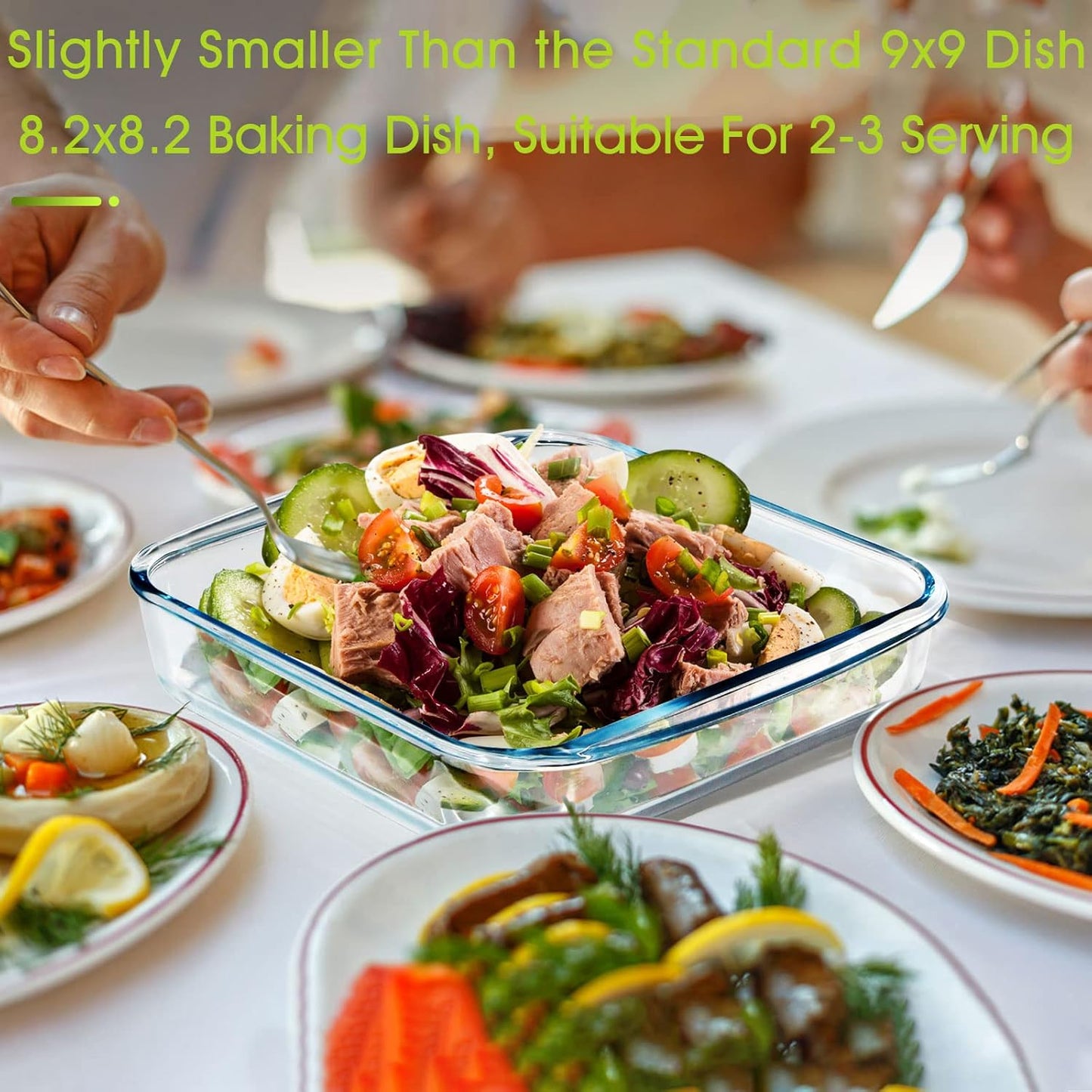 NUTRIUPS 1.7QT Square Glass Baking Dish,8.2x8.2In Square Baking Pan,Glass Baking Dish for Oven