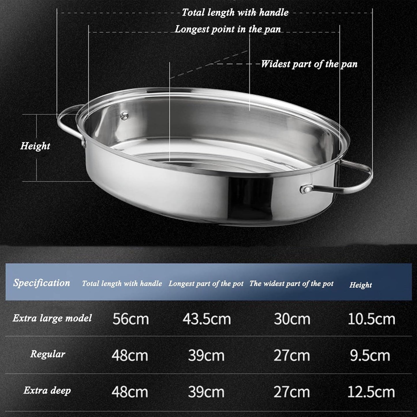 Stainless Steel Oval Roaster Pan, Serving Platter Cookie Trays Dish, Dishwasher & Oven use, Covered Turkey Roasting Pan for Cooking Chicken, Fish, Lasagna