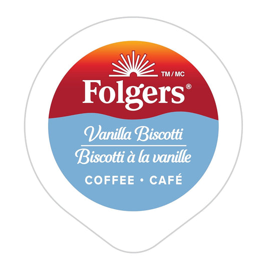 Folgers Vanilla Biscotti Coffee K-cups, 30 Count, 270g/9.5 oz. Box (Imported from Canada)