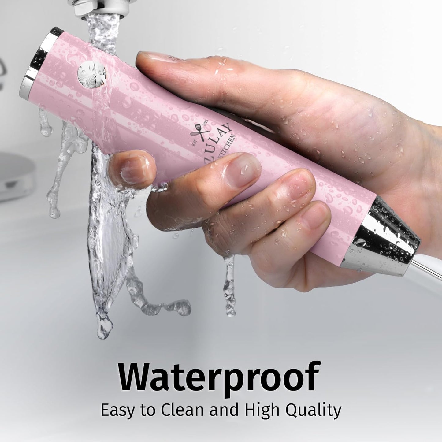 Zulay Kitchen Lux Electric Milk Frother Rechargeable Handheld - Powerful 2-Speed Motor, Waterproof, 2000mAh Battery - Lux Coffee Frother for Protein Powder, Drink Mixer Wand & Matcha Mixer