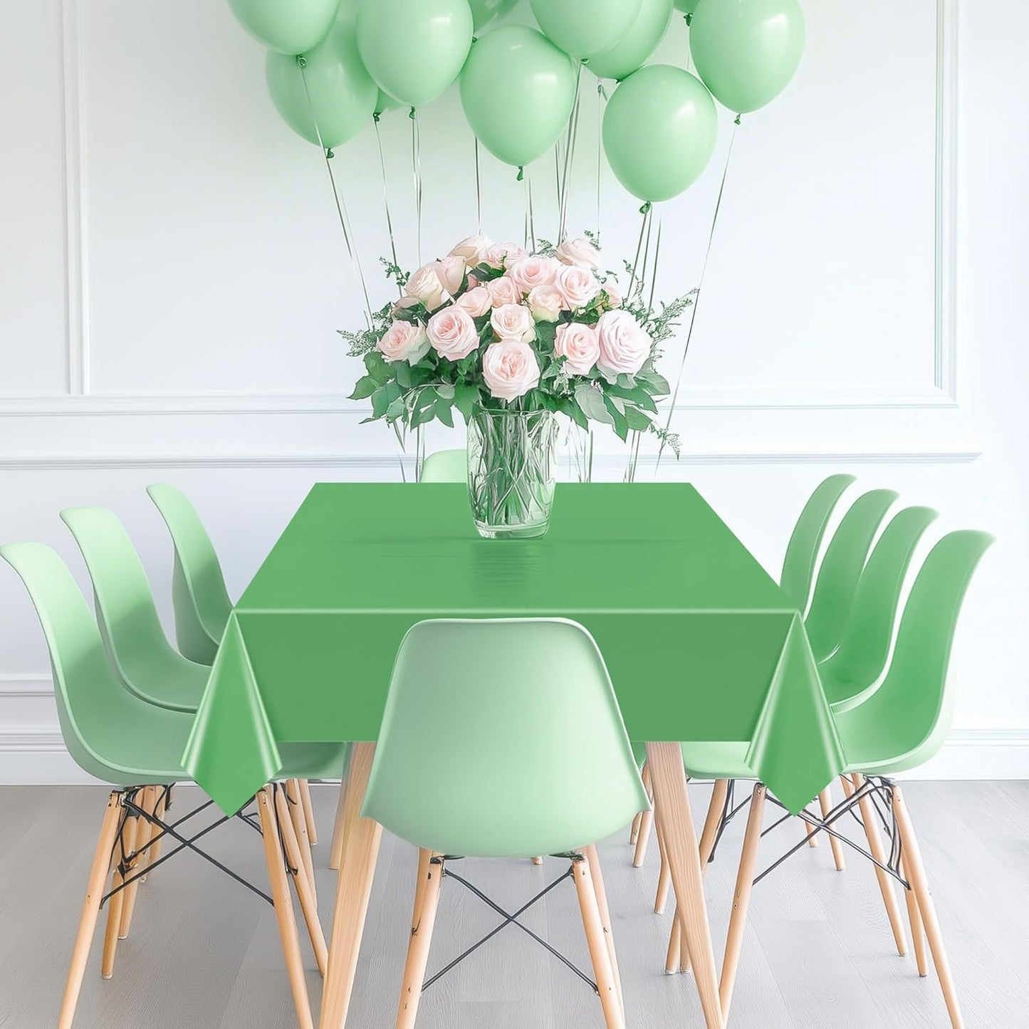 6 Pieces Mine Pink Series Rectangle Tablecloth, 54x72" Solid Color Waterproof & Spillproof Disposable Plastic Table Cover, Durable Party Tablecloth for Dining, Buffet, Picnic, Outdoor Events