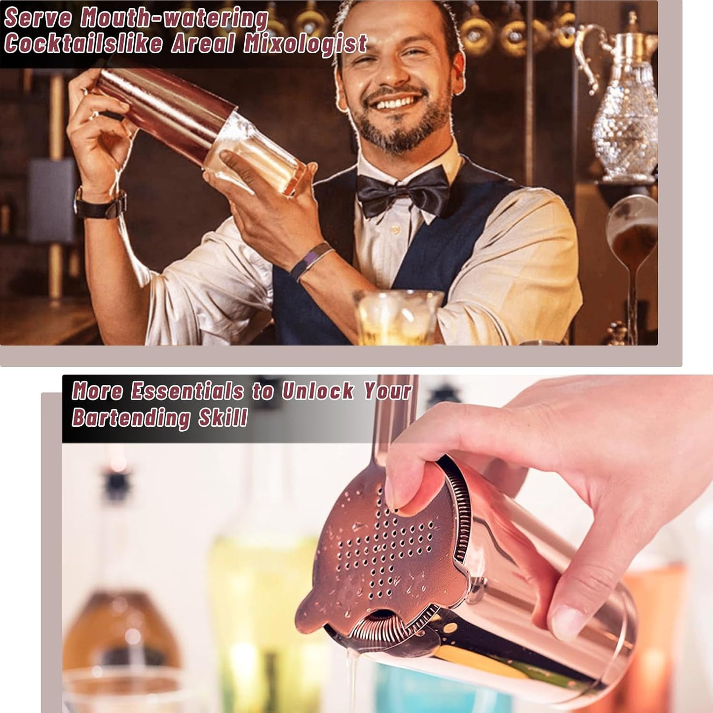 Boston Shaker Cocktail Set Bartender Kit, 12 Pcs Drink Shaker with Strainer Bartending Martini Shaker Tin with 18oz & 28oz Mixed Alcohol Shaker Professional Stainless Steel Bar Tool for Beginner