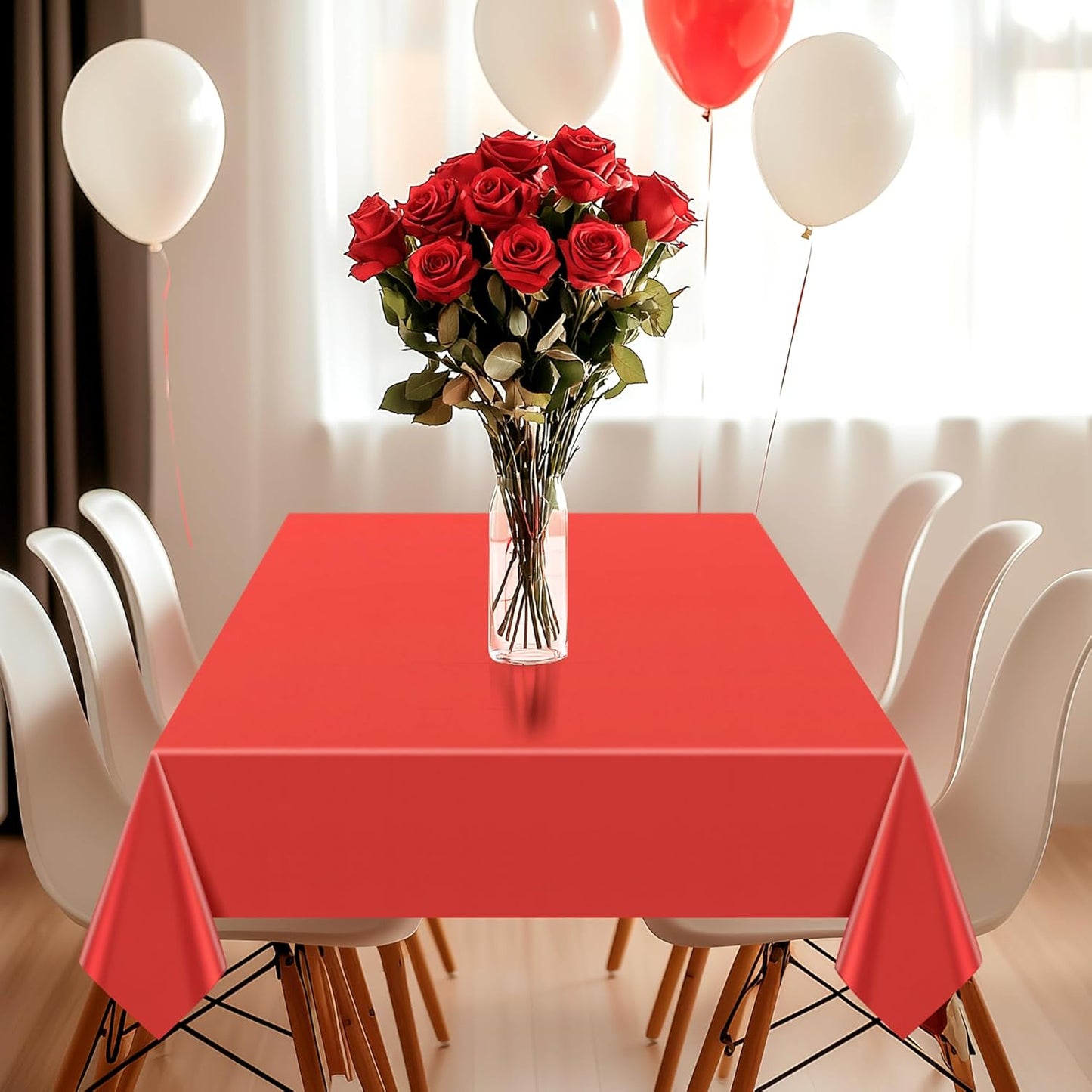 4 Pieces Xmas Series Rectangle Tablecloth, 54x72 Solid Color Waterproof & Spillproof Disposable Plastic Table Cover, Durable Party Tablecloth for Dining, Buffet, Picnic, Outdoor Events