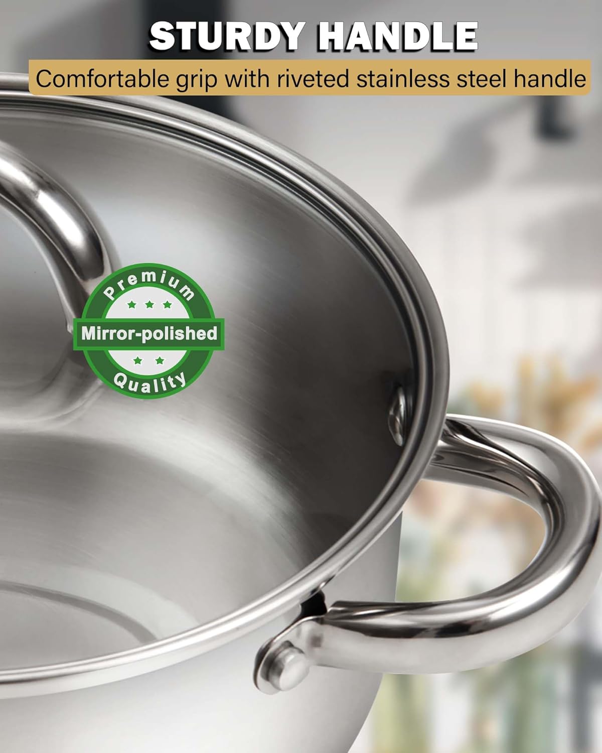 Cook N Home 3-Quart Stainless Steel Pot, Small Stock Pot with Glass Lid, Basics Saucier Casserole Stockpot