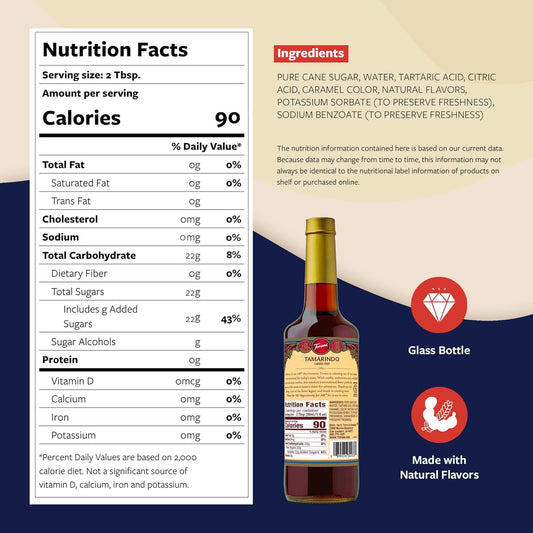 Torani Tamarindo Syrup, 100th Anniversary Flavor for Drinks, Glass Bottle with Pump Included, 25.4 Fl Oz