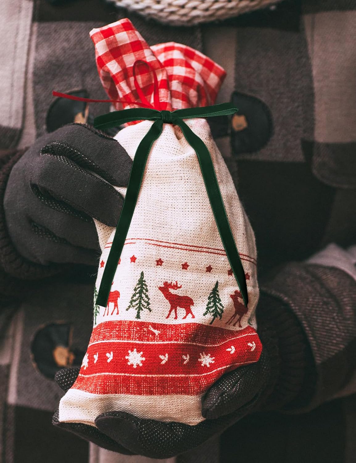 SIMISI RIBBON 24Pcs Green Christmas Velvet Ribbon Bows Decorations Xmas Ornaments Vintage Decor for Tree, Wreath, Garland (3/8'' Width, 5 * 7 inch)