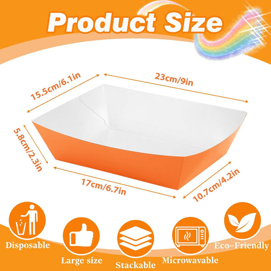 120 Pcs Colorful Paper Food Trays, 5 Lb Disposable Paper Boats, Disposable Nacho Trays Hot Dog Tray, Colored Kraft Food Serving Boats for Snack Hot Dog Nachos Sandwich Burger BBQ Taco, 6 Colors