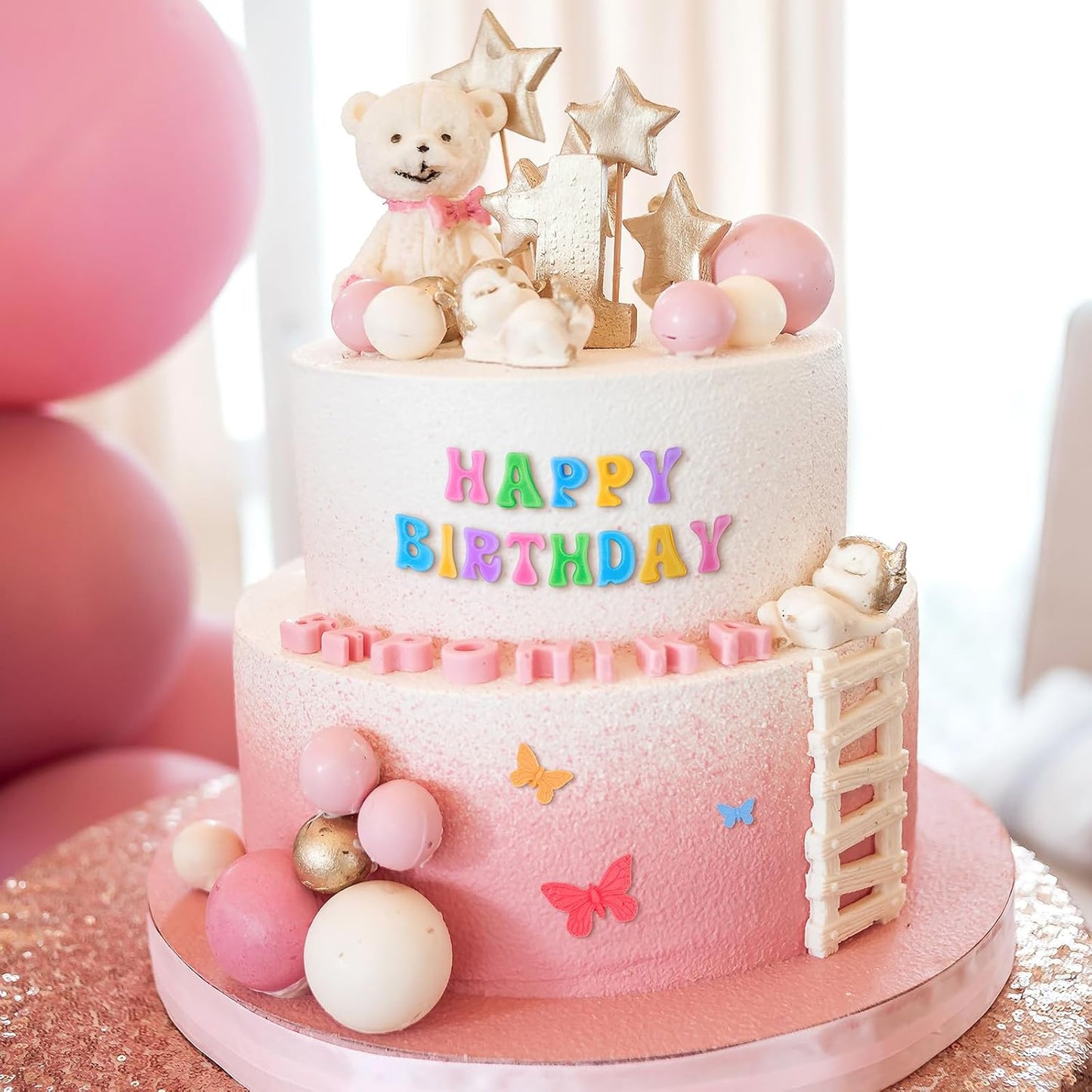 Silicone Letter Molds for Chocolate, 5 Pcs Number Alphabet Chocolate Molds Butterfly Rose Fondant Molds for Candy Treat Strawberry Cupcake Cake Decoration Clay Resin Candle Making