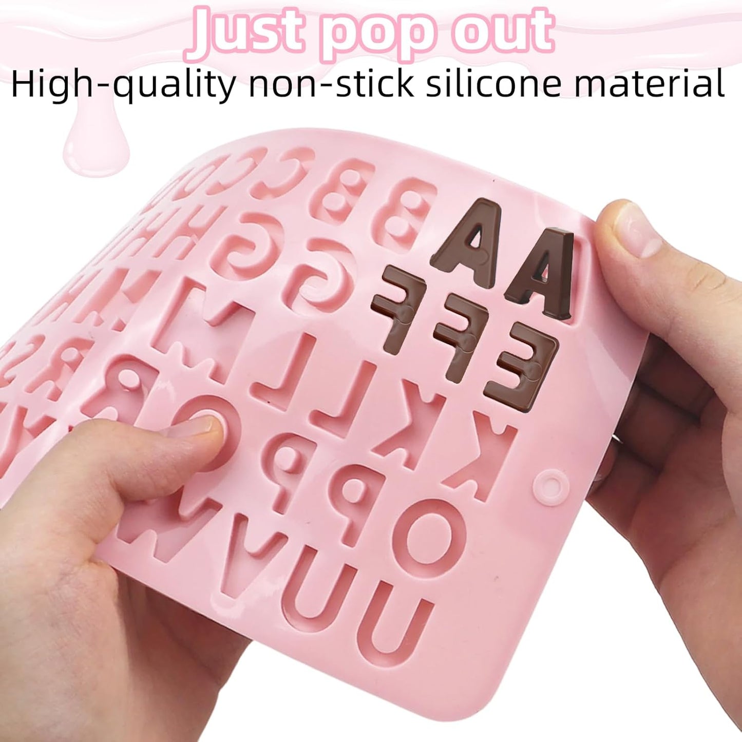 2PCS Silicone Letter Molds and Number Chocolate Molds,Reusable Alphabet Chocolate Candy Molds for Baking Candy Gummy Birthday Wedding & Holiday Party Desserts(pink and blue)