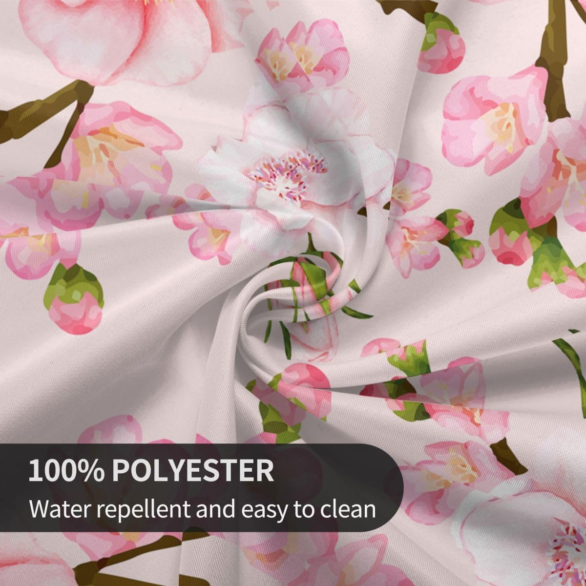 Japanese Tablecloth, Navy Blue Koi Traditional Cherry Blossom Vintage Floral Oriental Water Resisitant Wipeable Table Cover for Dining Kitchen Living Room Home Party Holiday Decor 60 inch Round