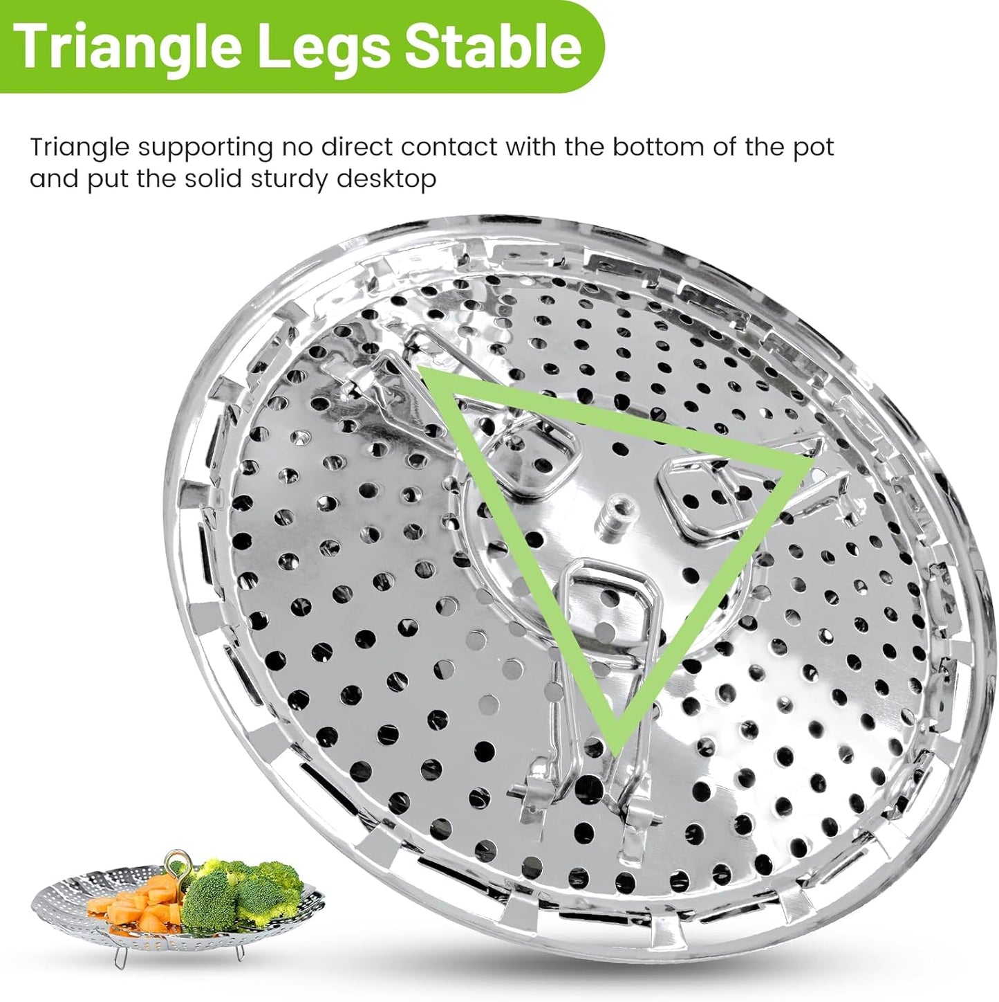 Vegetable Steamer Basket, Premium Stainless Steel Veggie Steamer Basket - Folding Expandable Steamers to Fits Various Size Pot (Extra Large (6.5" to 11"))