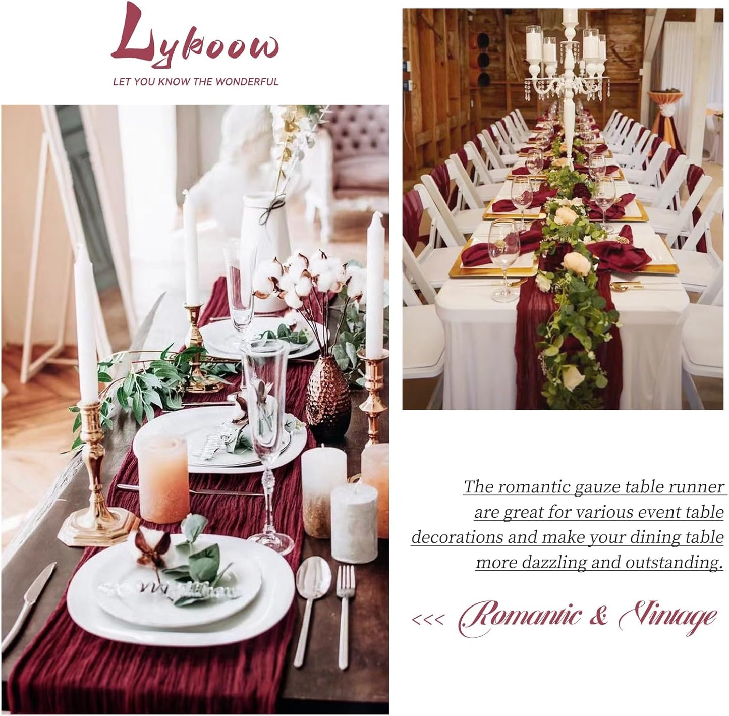 15 Packs Cheesecloth Table Runner Burgundy,10 Ft Wine Red Rustic Gauze Boho Wedding Table Runner Decoration,Wedding Table Decor Table Cloth for Wedding Party Bridal Shower Table,21.5x120in