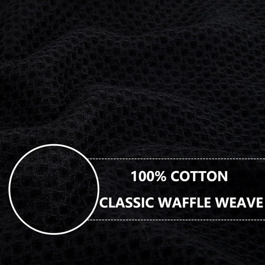 Homaxy 100% Cotton Waffle Weave Kitchen Dish Towels, Ultra Soft Absorbent Quick Drying Cleaning Towel, 13 x 28 Inches, 6-Pack, Black