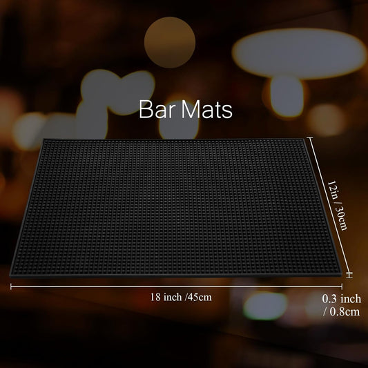 Tioncy 10 Pcs Bar Mat for Countertop 18 x 12 Inch Non Slip Rubber Mat Service Spill Cocktail Bartending Coffee Bar Mats for Hot Dishes Restaurants Barbershop Clippers Hot Pads, Black