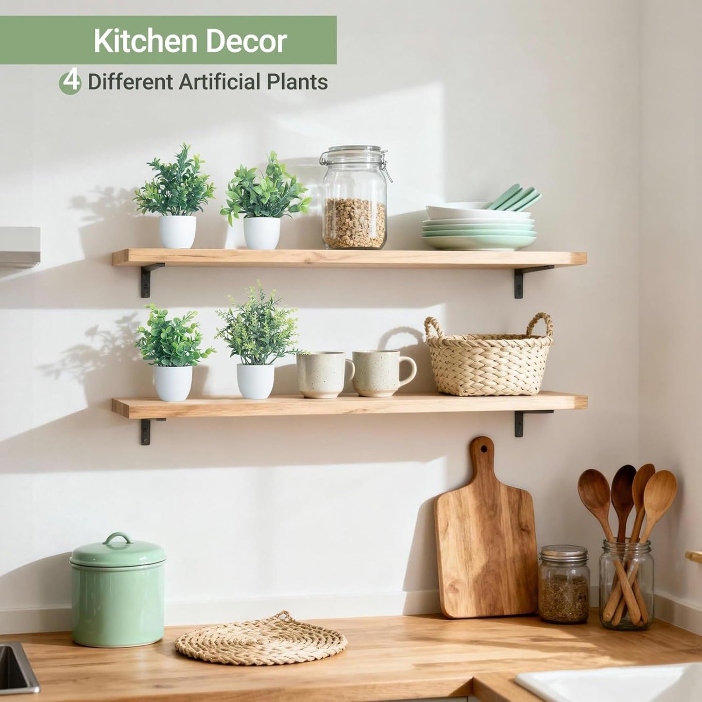 Mkono 4 Packs Fake Plants Mini Artificial Greenery Potted Plants Faux Eucalyptus for Christmas Home Decor Indoor Office Table Shelf Room Bathroom Farmhouse Decor