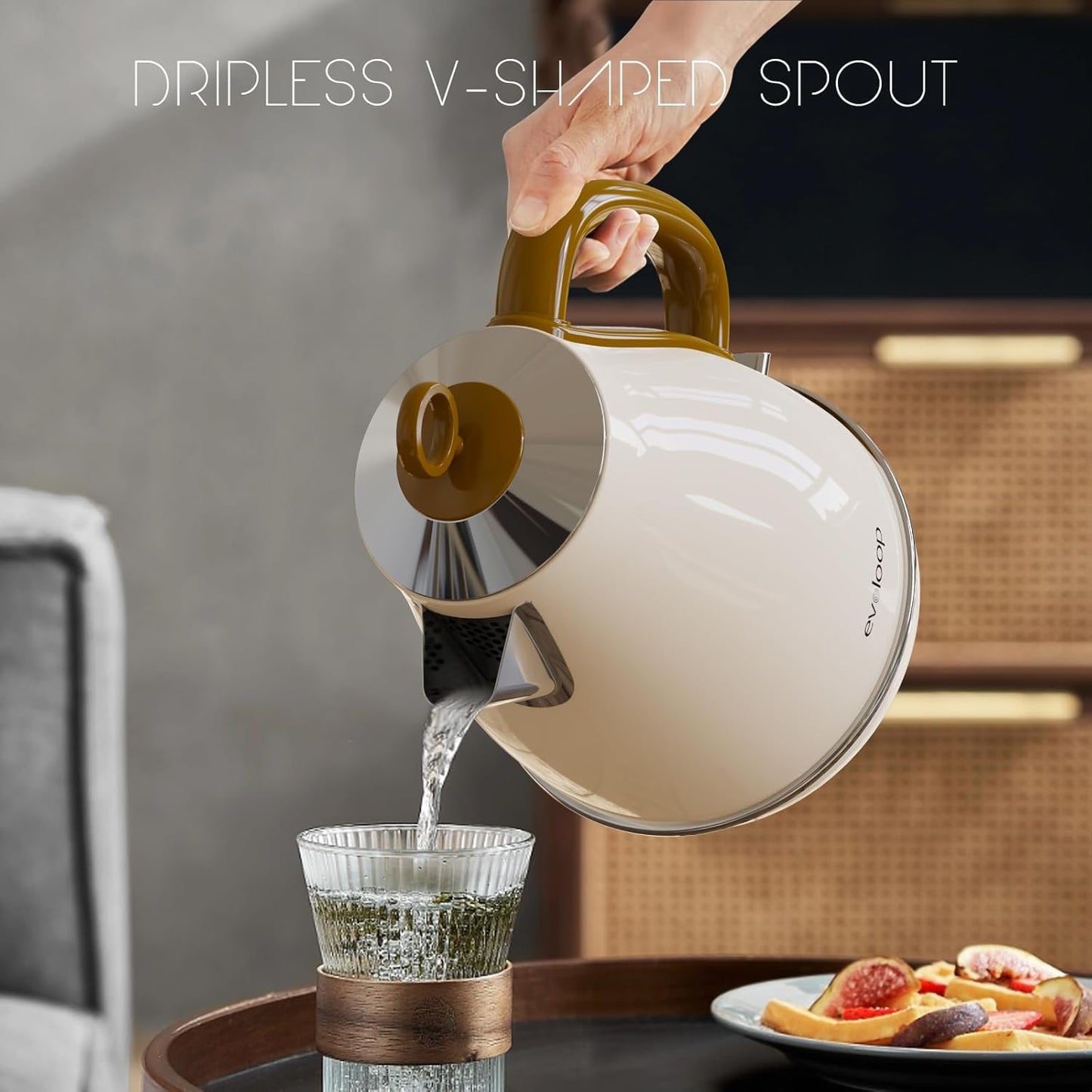 Evoloop 1.7L Electric Kettles, BPA Free Tea Kettle, Hot Water Boiler Heater, Stainless Steel Teapot, Auto Shut-Off & Boil-Dry Protection, 120V/1500W