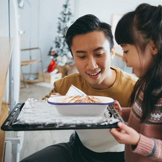 Alipis Enamelware Baking Pan, Roasting Dish for Oven, Enameled Steel Food Storage Container, Ideal for Baking Bread, Lasagna, and Turkey