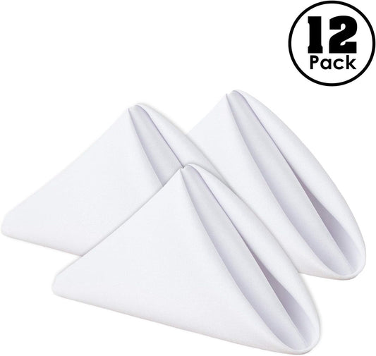 Gee Di Moda Cloth Napkins - 17 x 17 Inch White Dinner Napkins - Set of 12 Soft & Absorbent Washable Fabric Cloth Table Napkins with Hemmed Edges for Hotel Restaurant, Holiday Parties & Wedding