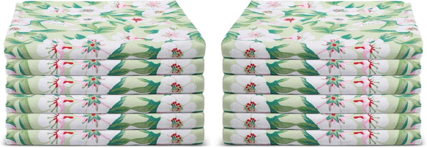 Urban Villa Dinner Napkins Lilly Print Cloth Napkins Set of 12 Premium Quality Dinner Napkins Cotton Oversized 20X20 Inches Cloth Napkins with Mitered Corner Ultra SoftDinner Napkins