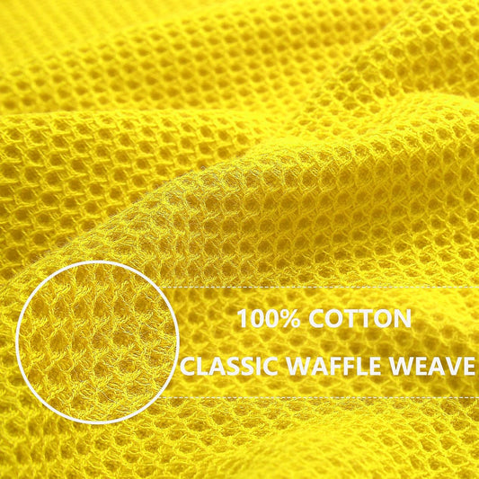 Homaxy 100% Cotton Waffle Weave Kitchen Dish Cloths, Ultra Soft Absorbent Quick Drying Dish Towels, 12 x 12 Inches, 12-Pack, Yellow