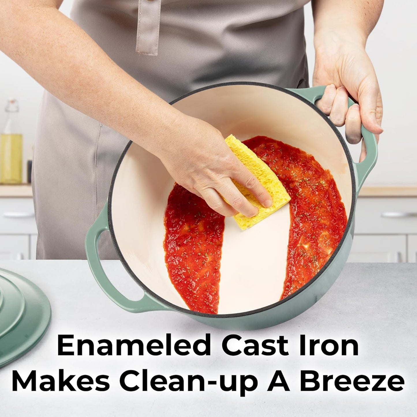 Zulay Kitchen 6 Quart Enameled Cast Iron Dutch Oven Pot with Lid – Premium Durability & Oven Safe up to 500°F – Heavy Duty Cookware Perfect for Bread Baking, Stews, Braising & Roasting - Aventurine