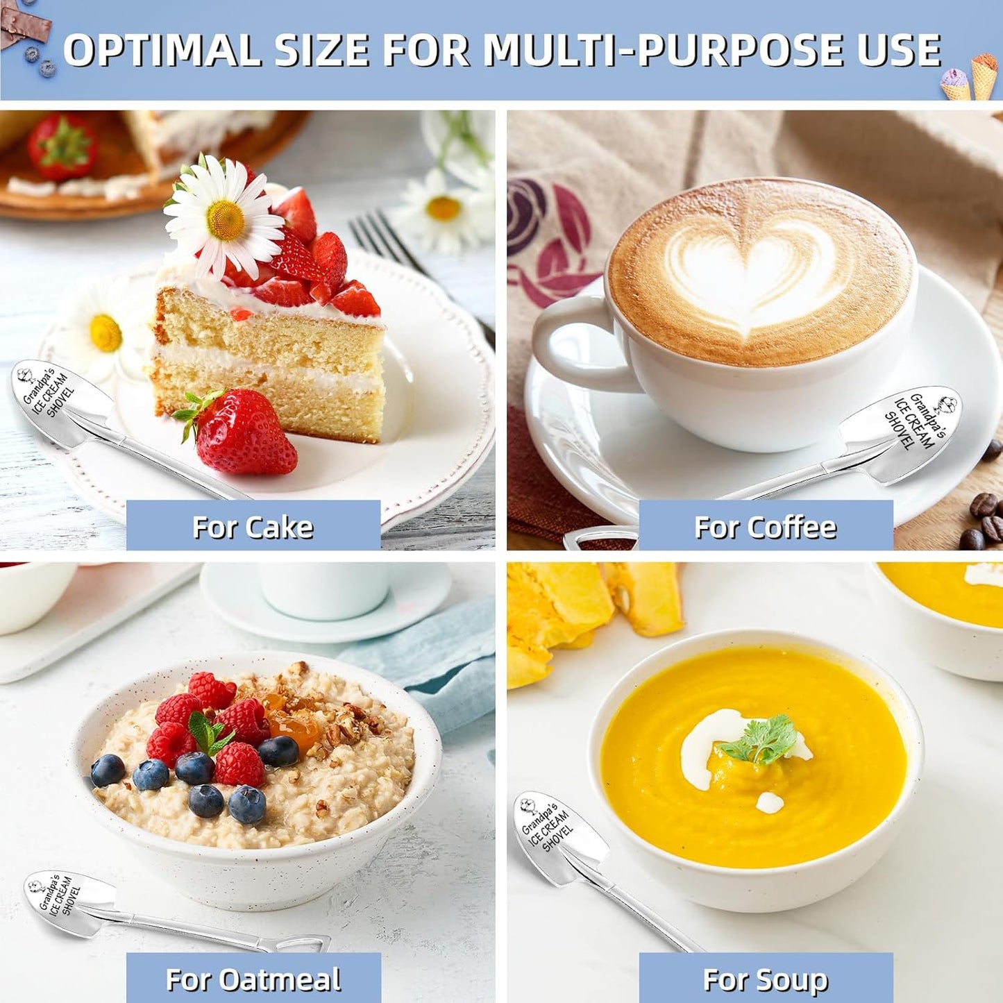 Christmas Unique Gifts for Grandpa from Grandkids - Funny Ice Cream Scoop Shovel Gifts for Grandfather, Pops, Daddy, Bonus Dad - Cute Christmas Stocking Stuffers for Grandpa's, Birthday Presents