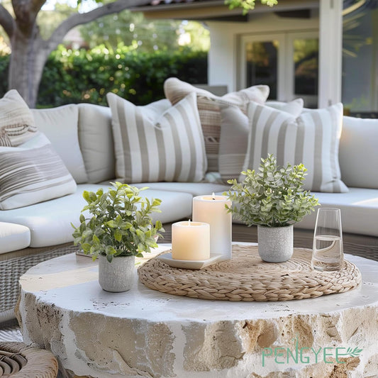 4 Pack Small Fake Plants in Farmhouse Concrete Planter, Artificial Plants Indoor for Home Decor, Small Faux Plants Indoor for Bathroom Bedroom Shelf Desk Office Table Kitchen Room Decor