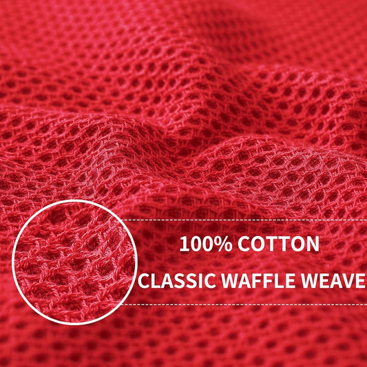Homaxy 100% Cotton Waffle Weave Kitchen Dish Cloths, Ultra Soft Absorbent Quick Drying Dish Towels, 12 x 12 Inches, 12-Pack, Red