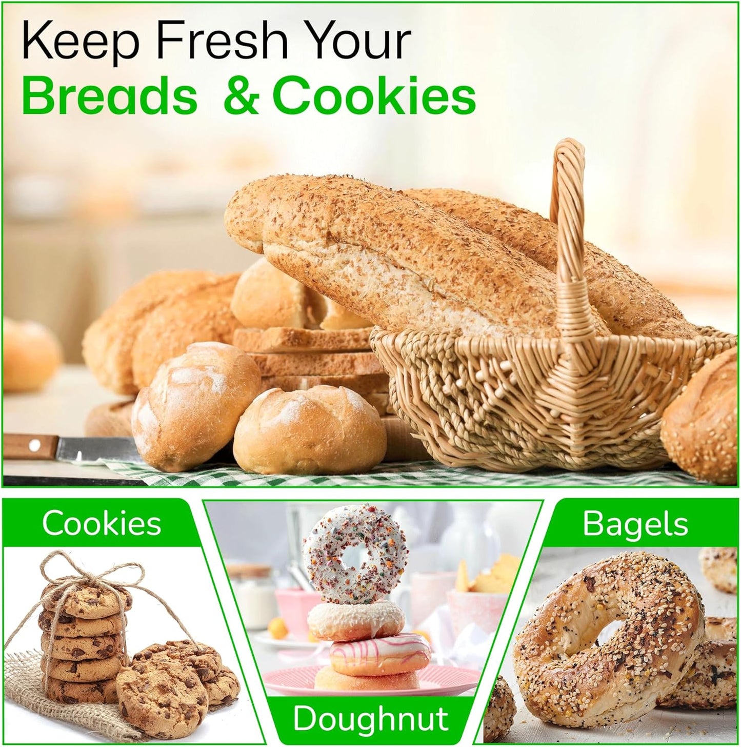 Bamboo Bread Box with Roll-Top Lid – Wooden-Style Countertop Bread Storage Container for Homemade Bread, Rolls, Muffins, & Snacks Eco-Friendly Kitchen Organizer for Lunch & Clutter-Free Counters