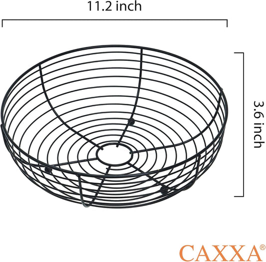 CAXXA Countertop Fruit Bowl, Wire Basket for Fruits, Breads, Vegetables,Snacks, Black