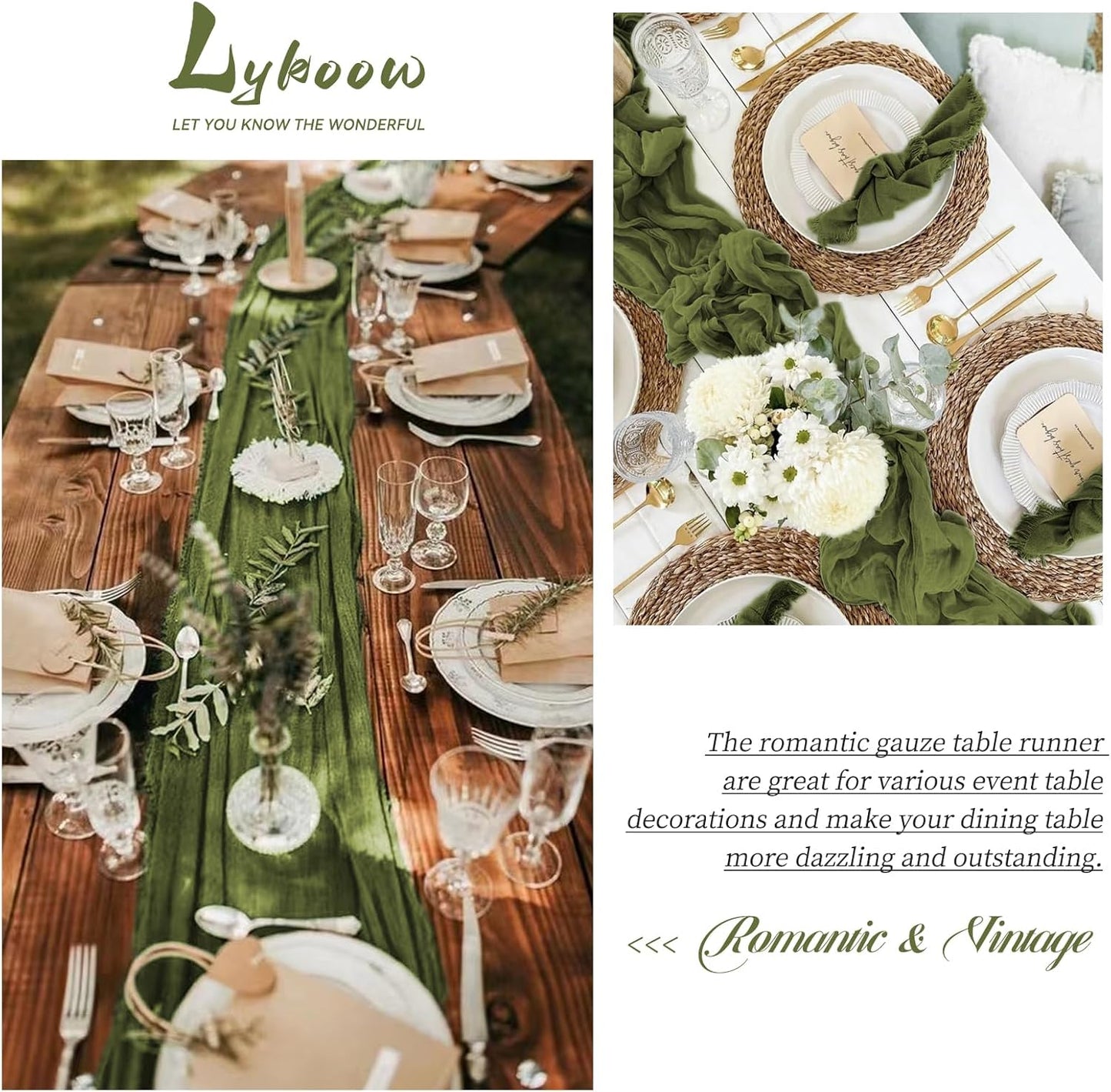 15 Packs Cheesecloth Table Runner Olive Green,10 Ft Dark Green Rustic Gauze Boho Wedding Table Runner Decoration,Wedding Table Decor Table Cloth for Wedding Party Bridal Shower Table,21.5x120in