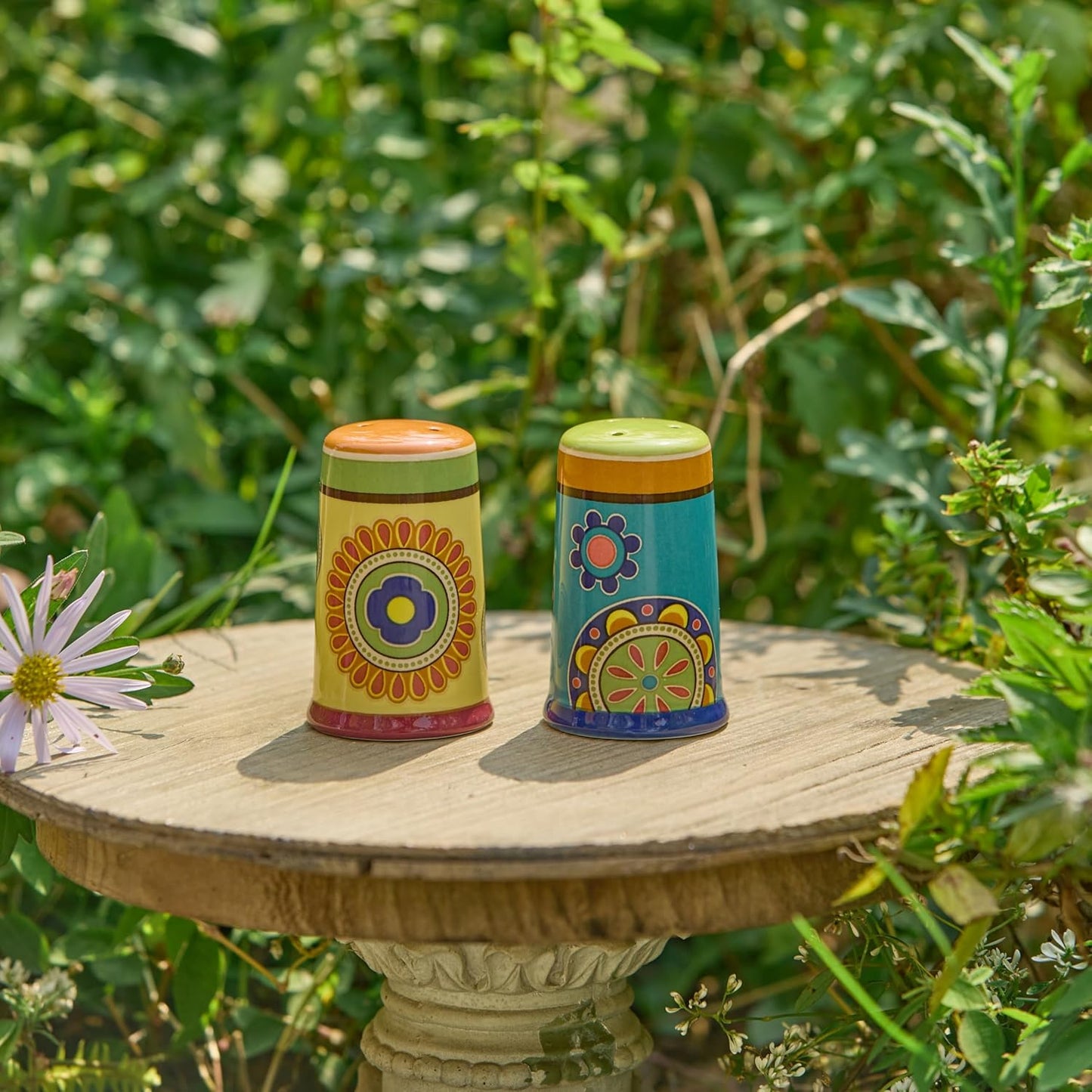 Bico Tunisian Ceramic Salt & Pepper Shaker Set, for Kitchen or Decor, Dishwasher Safe