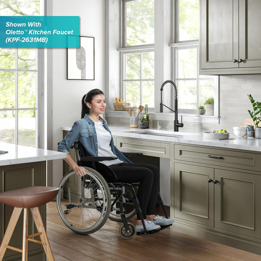 KRAUS Kore ADA Workstation 32-inch Undermount 16 Gauge Stainless Steel Kitchen Sink, Single Bowl Kitchen Sink with Accessories, KWU110-32/5.5