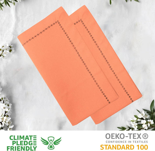 Urban Villa Cloth Napkins Set of 12 20"x20" 100% Cotton Hemstitch Napkins Cloth Washable Durable Reusable Absorbent Table Dinner Napkins Cloth for Hotel Lunch Restaurant Weddings Parties–Orange Black