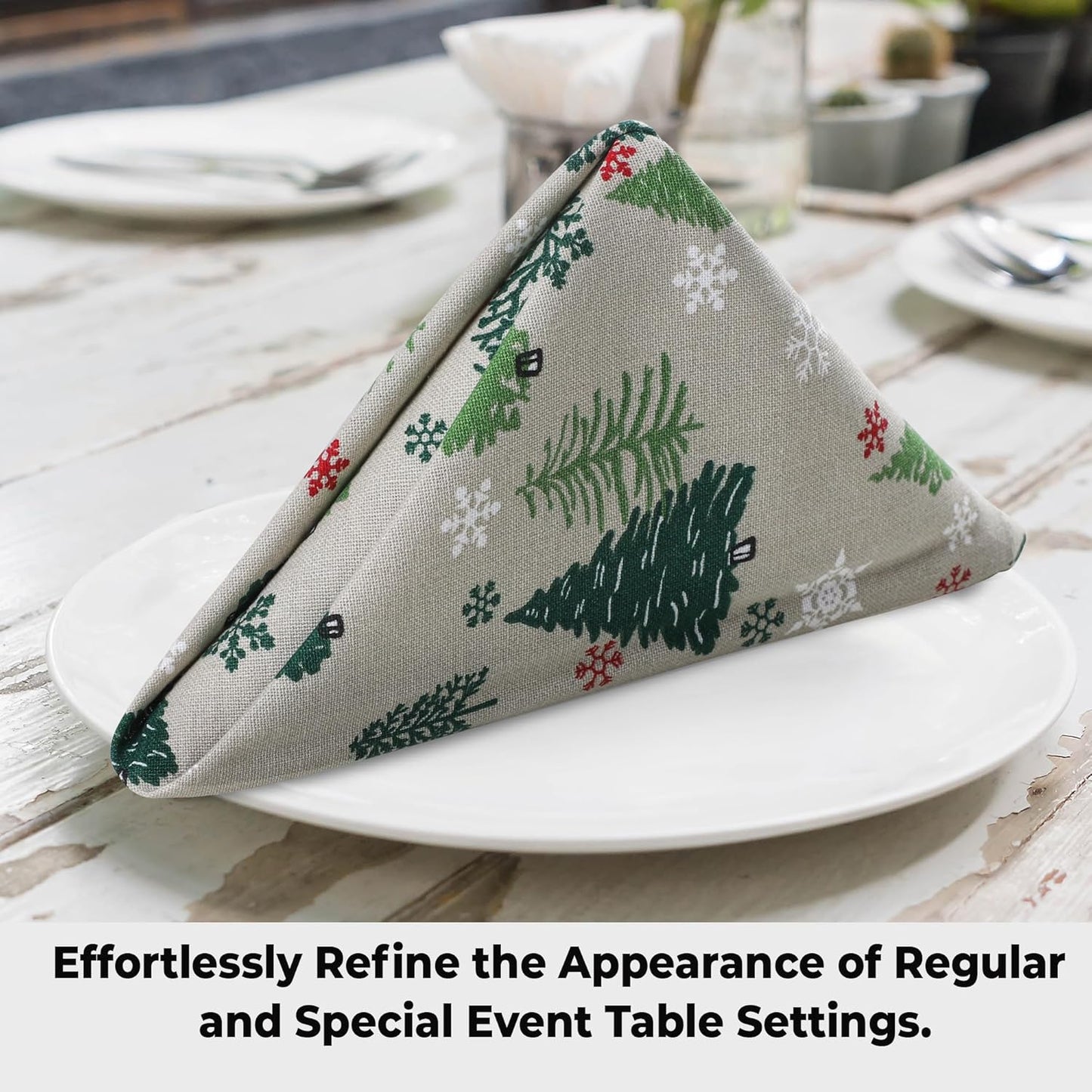 Urban Villa Cloth Napkins Set of 12 20x20 Inches 100% Cotton Napkins Cloth Washable Durable Reusable Absorbent Table Dinner Napkins Cloth for Christmas Hotel Lunch Restaurant Parties –Green Tree
