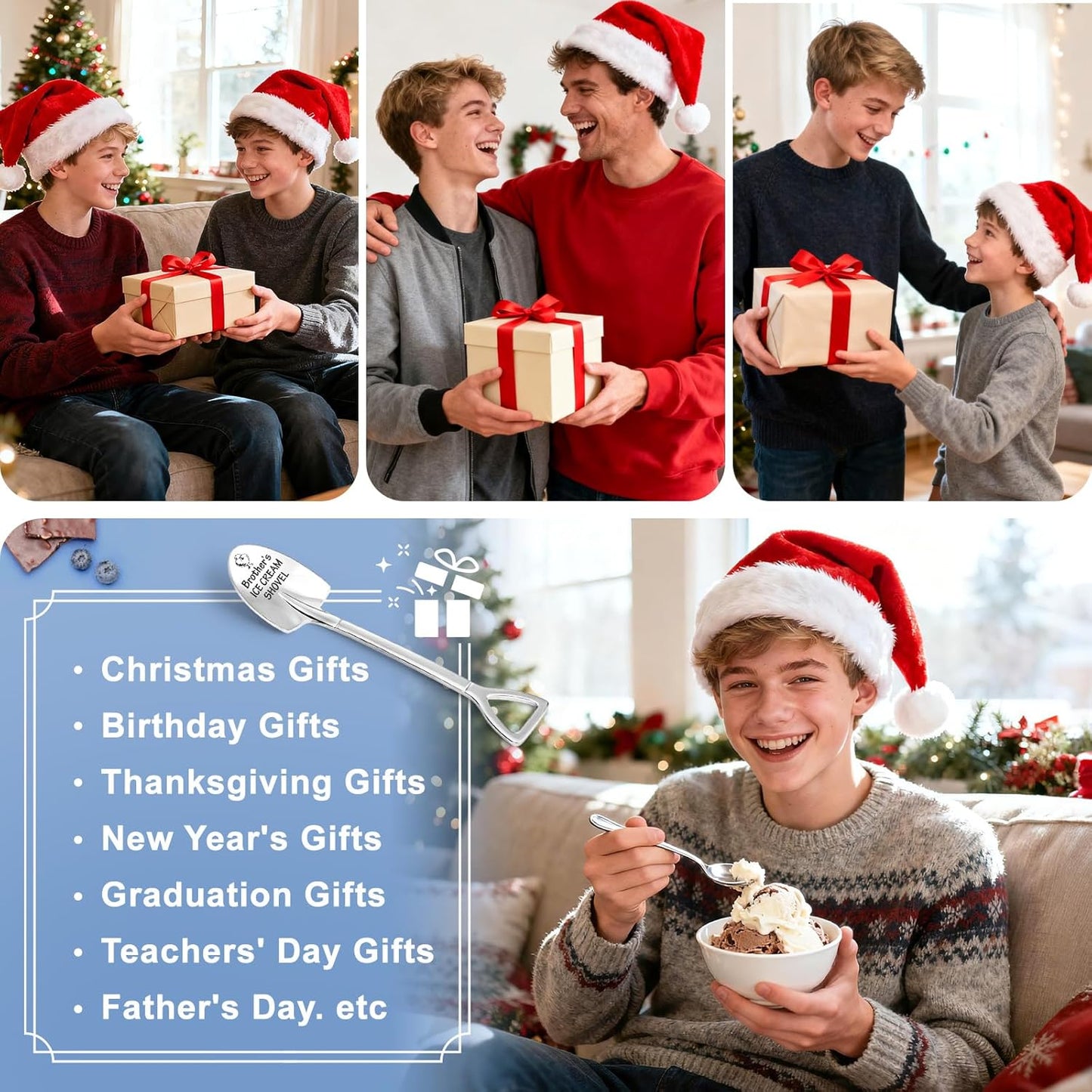 Gifts for Brother, Brother Birthday Gifts, Brother Gifts from Sister Borther Adult, Little Brother Gifts, Funny Brother's Ice Cream Shovel Scoop Christmas Gifts for Brother
