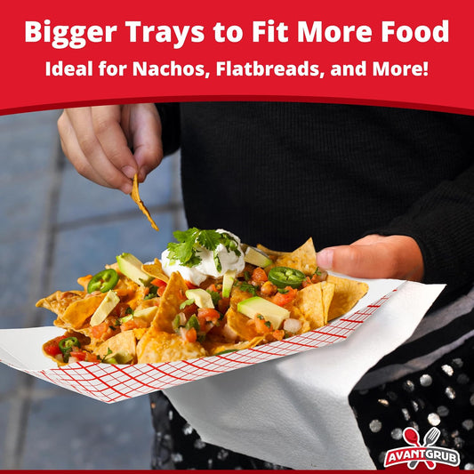 Heavy Duty, Greaseproof .25 Lb Paper Food Trays 200 Pk. Recyclable, Coated Mini Paperboard Baskets. Ideal Tray for Festival, Carnival and Concession Stand Treats Like Fries, Ice Cream and Onion Rings