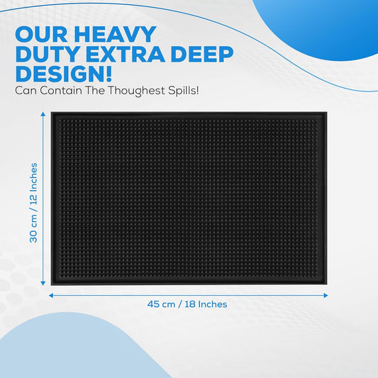 Black Rubber Bar Mat Set of 1 (18x12 Inches) | Drying, Durable, and Stylish Spill Mats for Bars, Restaurants, Coffee Shops, Bar Mats for Countertop and Table Top, Non-Slip & Non-Toxic Mats