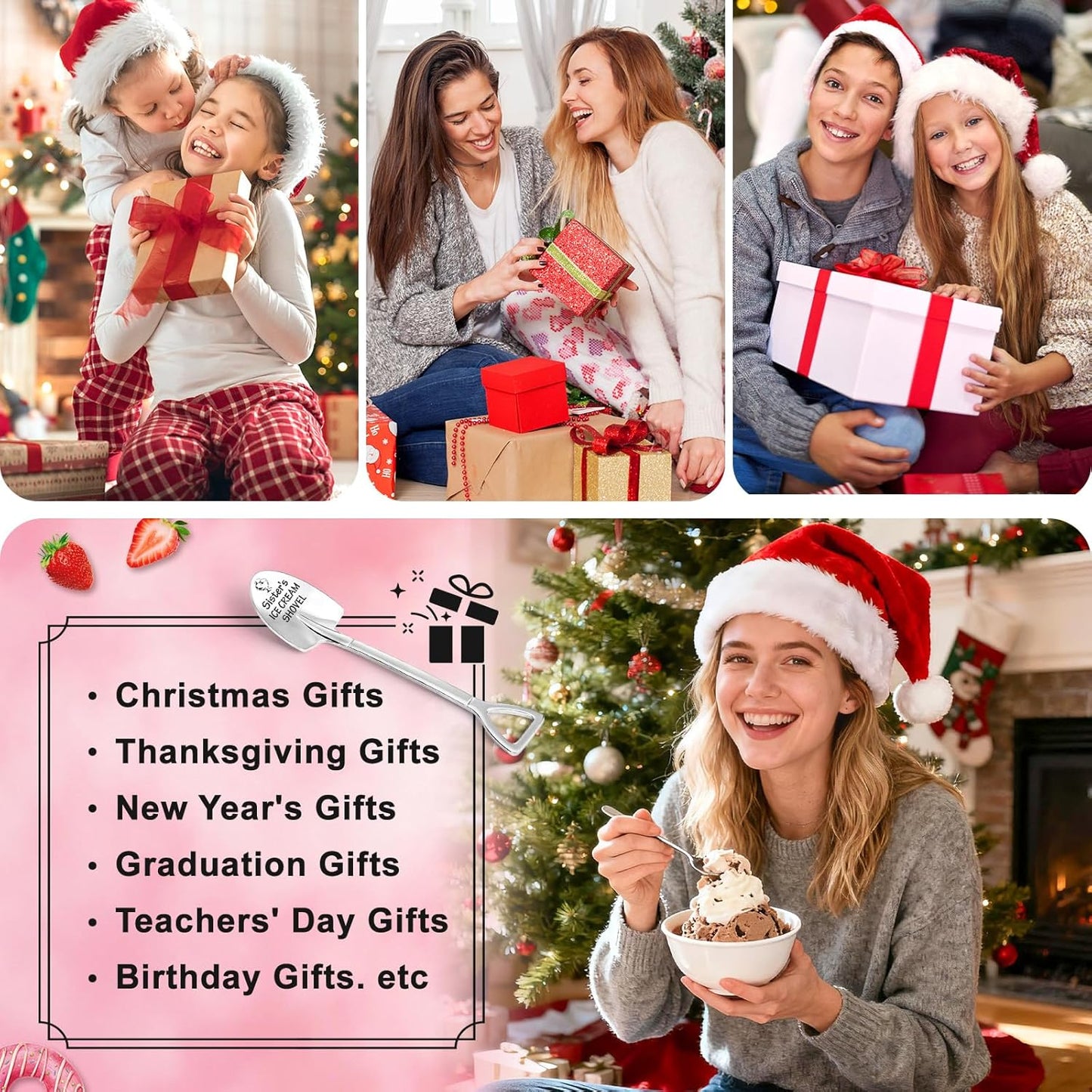 Funny Sister Gifts for Women Friend Sister Birthday Gifts for Sister from Sister Her Friendship Presents Sister Ice Cream Shovel Spoon for Little Sister