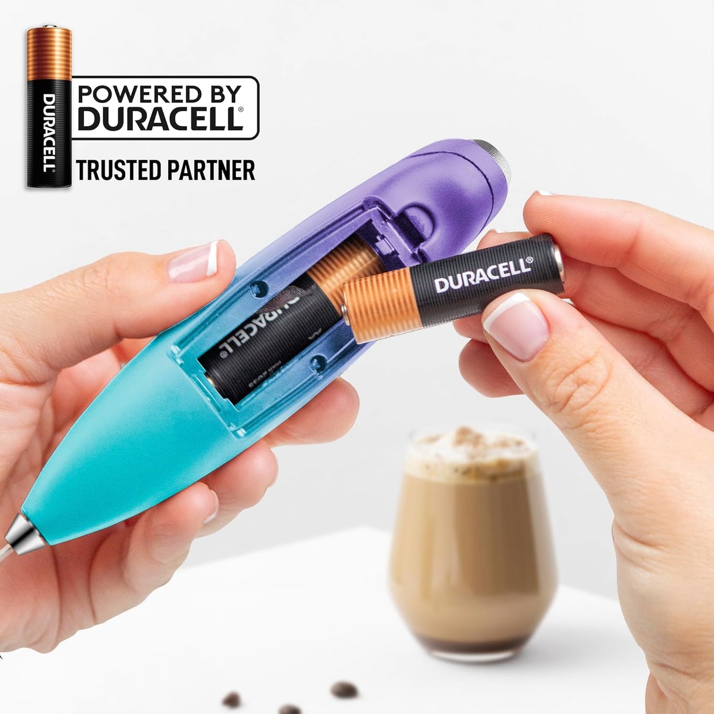 Zulay Kitchen Whisk Milk Frother with 4 Duracell Batteries - Powerful Handheld Foam Maker for Coffee, Lattes, Matcha, Hot Chocolate & Cappuccinos - Whip Creamy Froth in Seconds