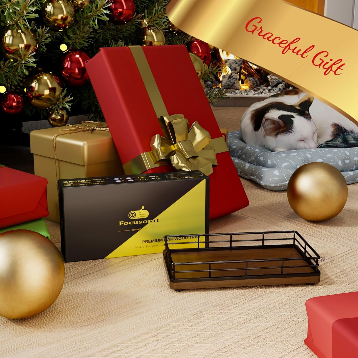 Wooden Decorative Tray, Oak 7.5" L Coffee Table Tray for Kitchen Countertop Soap Sponge Holder for Dresser Perfume Jewelry Candle Nightstand Table Centerpieces for Dining Room Decor Walnut